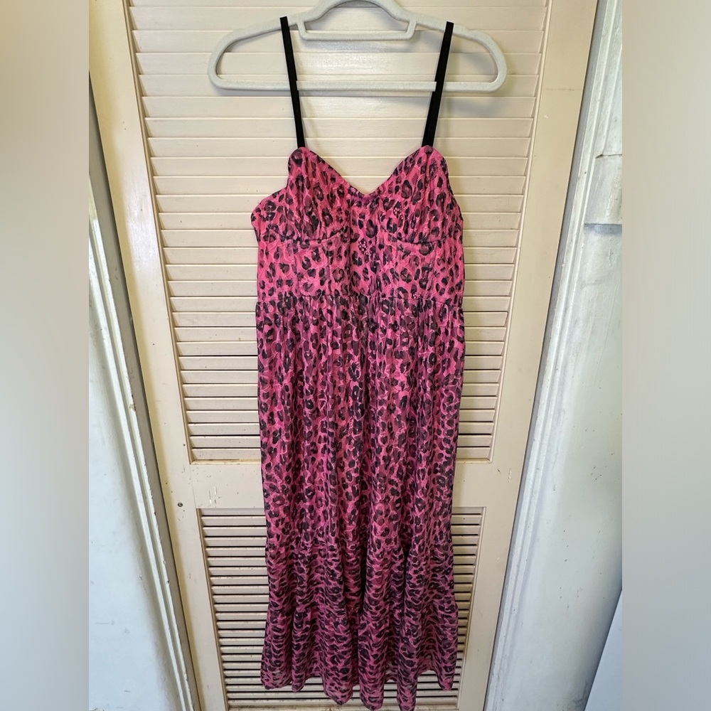 EUC- Betsy Johnson Leopard Print Lace Bustier Maxi Dress
